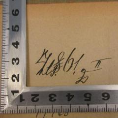 - (Israelitische Kultusgemeinde München), Durchgestrichen: Inventar-/ Zugangsnummer, Signatur; 'Zlg. 861 2 II'. 
