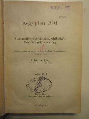 Gb 806-2 : Aegypten 1894; 2. Theil (1896)