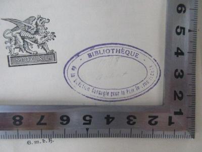 - (Bibliothèque du Centre Européen de la Dotation Carnegie pour la Paix Internationale;Fonds Josef Redlich - Bibliothèque du Centre Européen de la Dotation Carnegie pour la Paix Internationale), Stempel: Name; 'Bibliothèque de la Dotation Carnegie pour la Paix Internationale'.  (Prototyp)