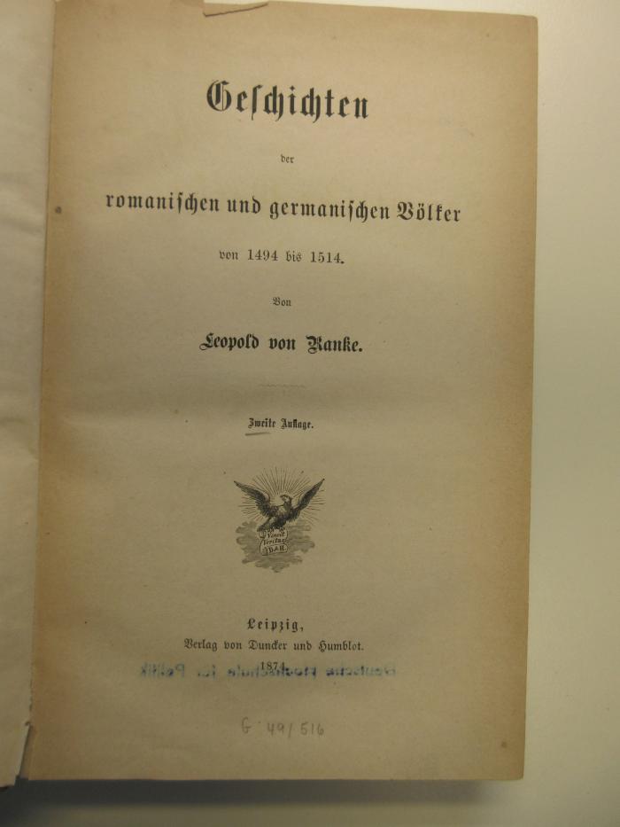 Gb 893-33-34&lt;2&gt;  : Geschichten der romanischen und germanischen Völker von 1494 bis 1514. (1874)