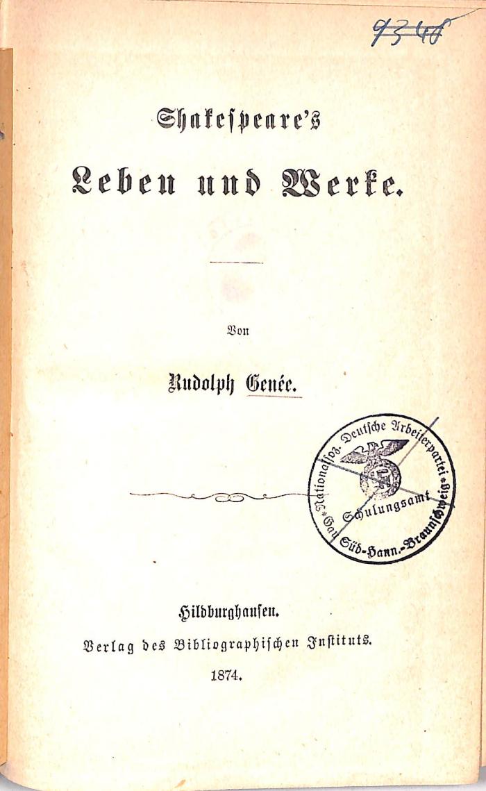 5/1041 : Shakespeare`s Leben und Werke. (1874)