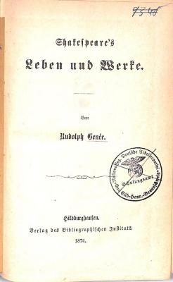 5/1041 : Shakespeare`s Leben und Werke. (1874)