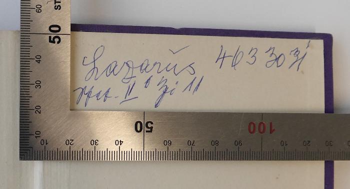 GM 1990 K68(8) : Brücken zum Ewigen (1928);-, Von Hand: Notiz; 'Lazarus 463 30... Mat. II Zei 11
'
