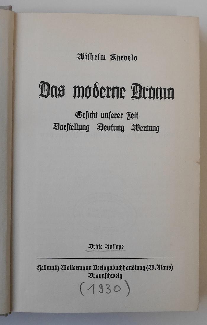 GM 1803 K68(3) : Das moderne Drama (1930)