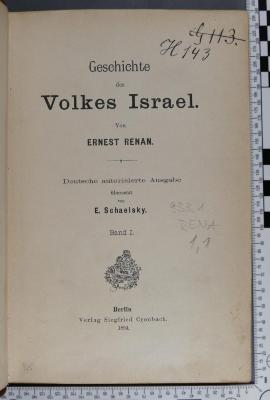 933.1 RENA 1,1;H 143;G 113 ;; ;;: Geschichte des Volkes Israel (1894)