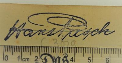- (Pasch, Hans), Stempel: Name; 'Hans Pasch'. 