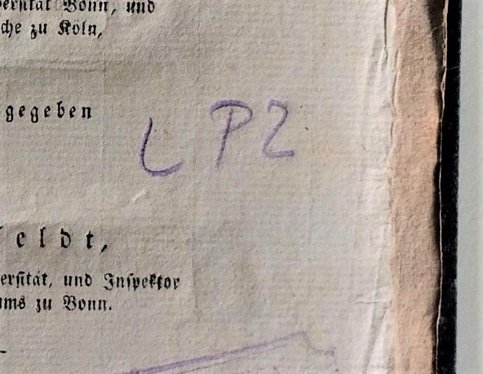 GB M 564 : Christkatholische Dogmatik. Zweyter Theil. (1834);-, Von Hand: Signatur; 'L P2'