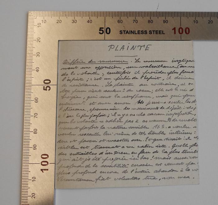 CC 8490 M858-2 : Dictionnaire de philosophie et de théologie scolastiques, ou études sur l'enseignement philosophique et théologique au moyen âge. 2 (1865);-, Papier: Notiz; 'Plainte ...'