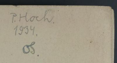 - (Hoch, Pavel), Von Hand: Exlibris, Name, Datum; 'P. Hoch. 
1934'. 