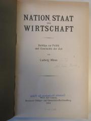 Bc 180 : Nation, Staat und Wirtschaft : Beiträge zur Politik und Geschichte der Zeit. (1919)