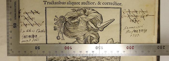 Henricus Corbin Cenomanus[?] Quinque Tomi constitere 24 ... 1680. [durchgestrichen]
[+]
Ex libris Caroli Francisci ... Duf... anno domi 1737.