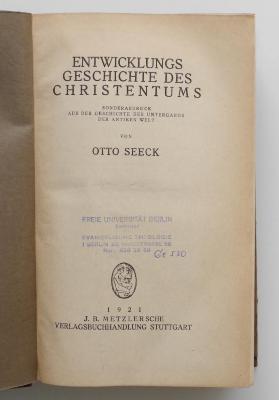 BO 2050 S451 : Entwicklungsgeschichte des Christentums (1921)