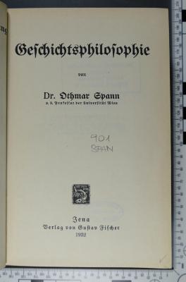 901 SPAN : Geschichtsphilosophie (1932)