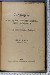 922.967 KOHN  : Biographien hervorragender rabbinischer Autoritäten früherer Jahrhunderte : nebst einigen wissenschaftlichen Aufsätzen (1890)