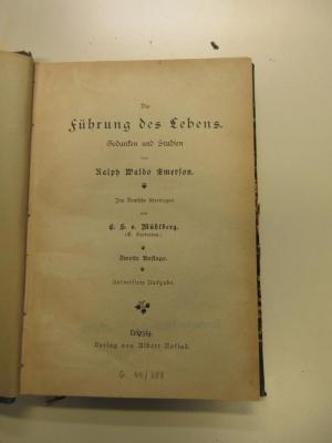 Cc 83&lt;2&gt; : Die Führung des Lebens. Gedanken und Studien. (ca. 1900)