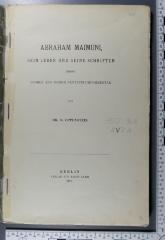 922.968 AVRA : Abraham Maimuni, sein Leben und seine Schriften : nebst Proben aus seinem Pentateuchcommentar  (1914)