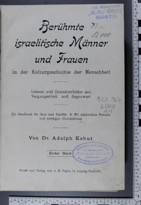 922.967 KOHU 1,1;75 a. B 110 ; ;: Berühmte israelitische Männer und Frauen 1. ([1900])
