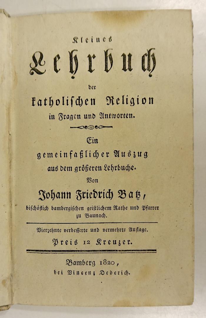 GB M 2024 : Kleines Lehrbuch der katholischen Religion in Fragen und Antworten (1820)
