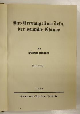 GB M 1949 : Das Urevangelium Jesu, der deutsche Glaube (1933)