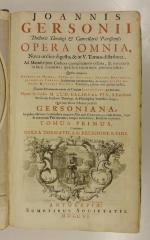 Rara M 557-561 : Joannis Gersonii Doctoris Theologi &amp; Cancellarii Parisiensis Opera Omnia. 1-5 (1706)