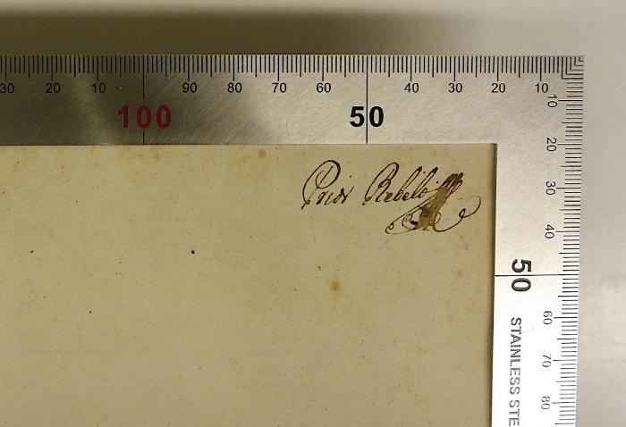 Rara M 557-561 : Joannis Gersonii Doctoris Theologi &amp; Cancellarii Parisiensis Opera Omnia. 1-5 (1706);-, Von Hand: Autogramm, Name, Berufsangabe/Titel/Branche; 'Prior Bebelo...[?]'
