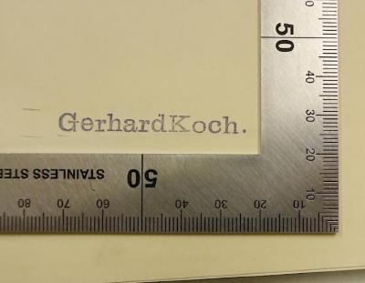 GB M 1949 : Das Urevangelium Jesu, der deutsche Glaube (1933);- (Koch, Gerhard), Stempel: Name; 'Gerhard Koch.'.  (Prototyp)