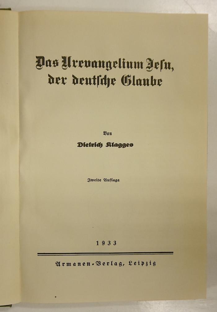 GB M 1949 : Das Urevangelium Jesu, der deutsche Glaube (1933)