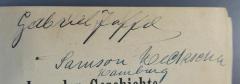 - (Jaffé, Gabriel;Heckscher, Samson), Von Hand: Name; 'Gabriel Jaffe 
Samson Heckscher 
Hamburg'. 