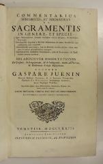 Rara M 578 : Commentarius historicus et dogmaticus de sacramentis in genere, et specie. (1773)