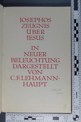 933.17 LEHM : Josephus Zeugnis über Jesus : in neuerer Beleuchtung dargestellt  (1931)