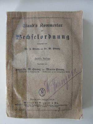 (ausgesondert) : Staub`s Kommentar zur Wechselordnung (1929)