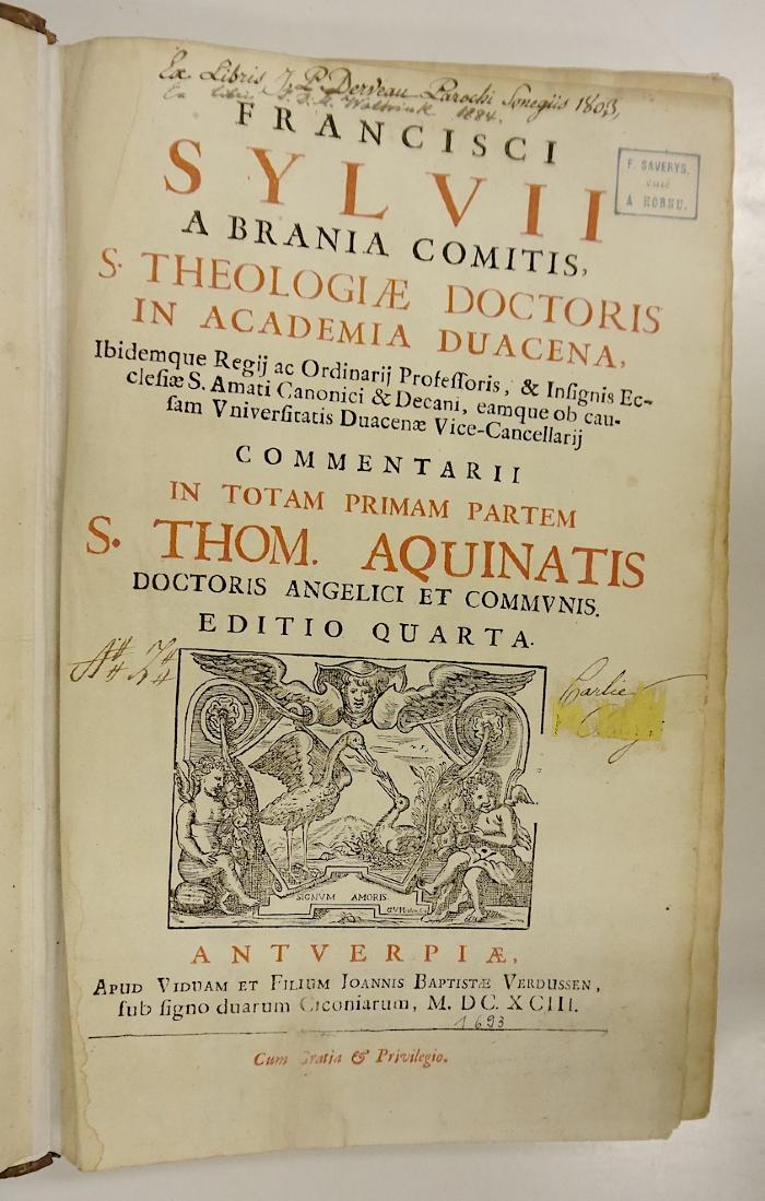 Rara M 629 : Commentarii in totam primam partem S. Thom. Aquinatis (1693)