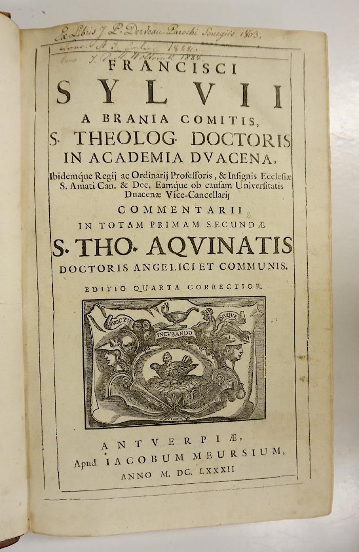 Rara M 630 : Commentarii in totam primam secundae S. Tho. Aquinatis (1682)