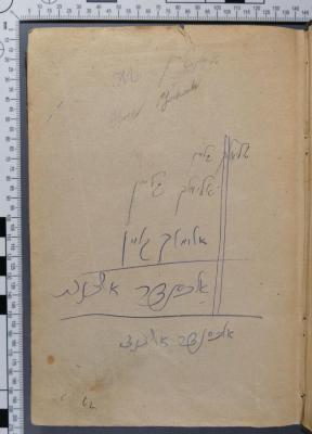 - (Aschkenasi, Alexander;Klein, Elimelech), Von Hand: Notiz, Name; 'M
H[..] J[...]
אלימלך קליין [4X]
אלכסנדר אשכנזי [2X]
'. 