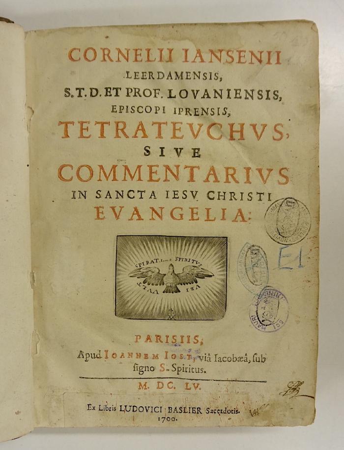 Rara M 639 : Cornelii Iansenii Leerdamensis, St. T. D. Et Prof. Lovaniensis, Episcopi Iprensis, Tetratevchvs, Sive Commentarivs In Sancta Iesv Christi Evangelia (1655)