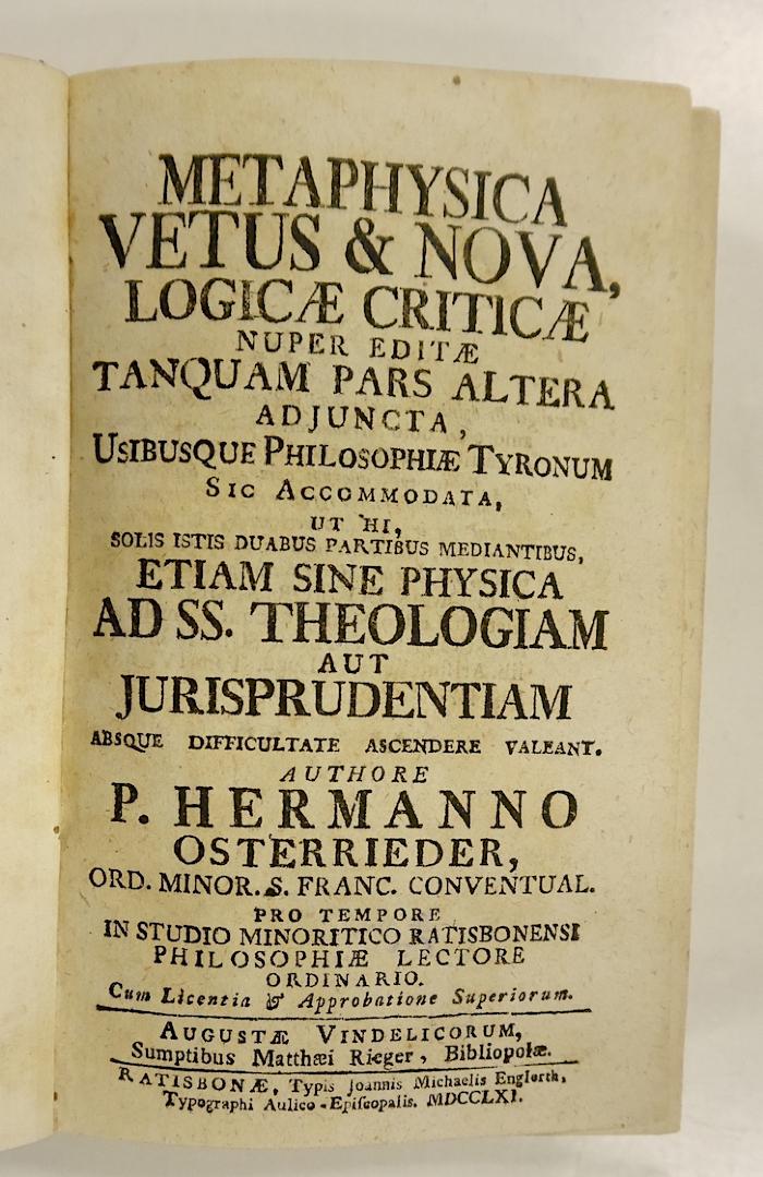 Rara M 648 und 649 : Logica critica sive ars universae sapientiae studium rite instituendi. 2 + 3 (1761)