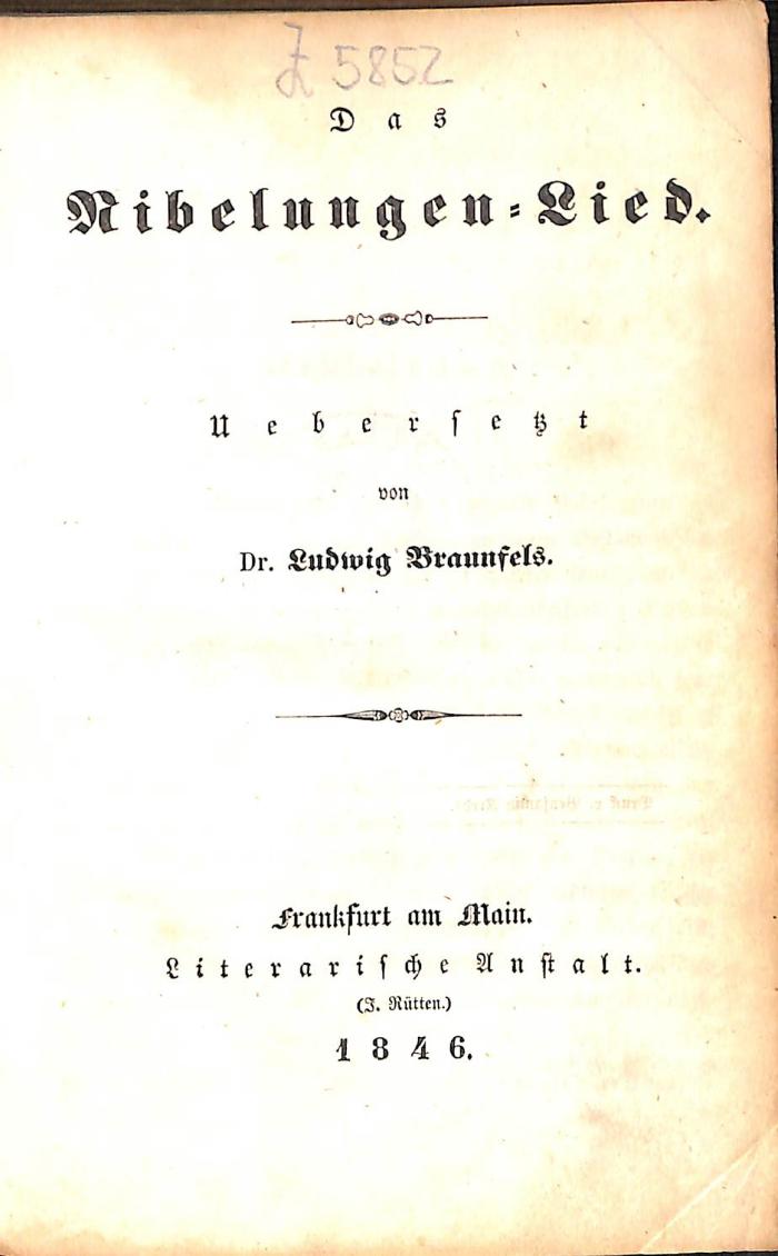 Z 5852 : Das Nibelungen Lied. (1846)