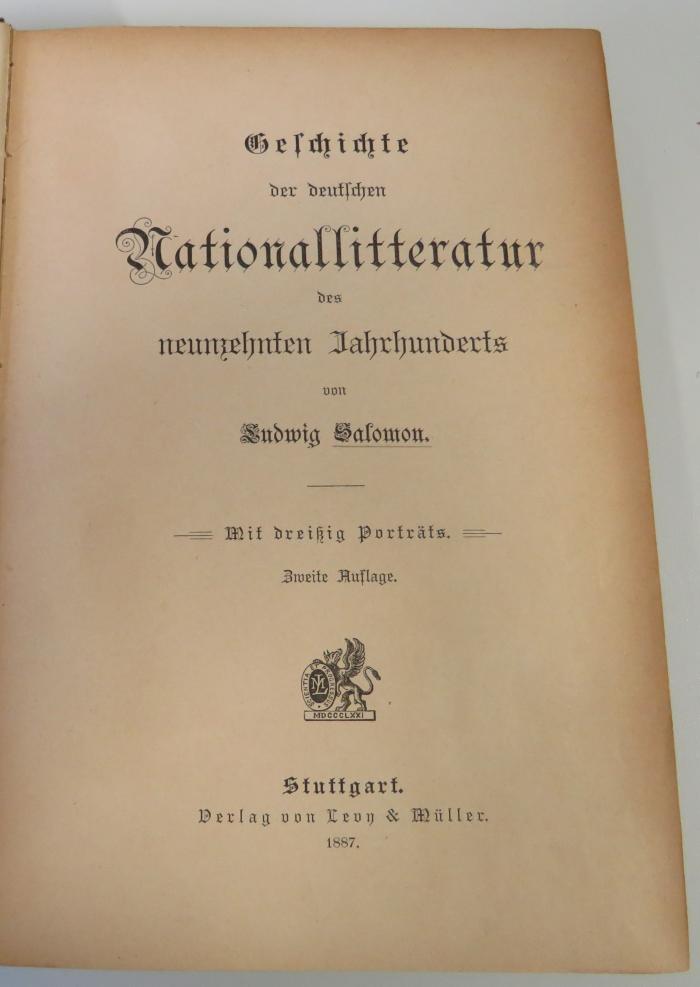 9/754 : Geschichte der deutschen Nationalliteratur des neunzehnten Jahrhunderts. (1887)