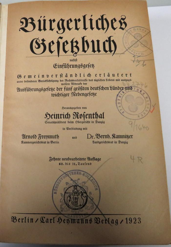 9/1640 : Bürgerliches Gesetzbuch. (1923)