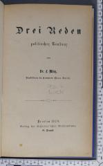 933.7 MUEN : Drei Reden politischer Tendenz (1879)