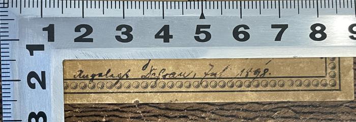 - (Grau, [?]), Von Hand: Berufsangabe/Titel/Branche, Datum, Name; 'Angelegt Dr. Grau, Juli 1898'. 