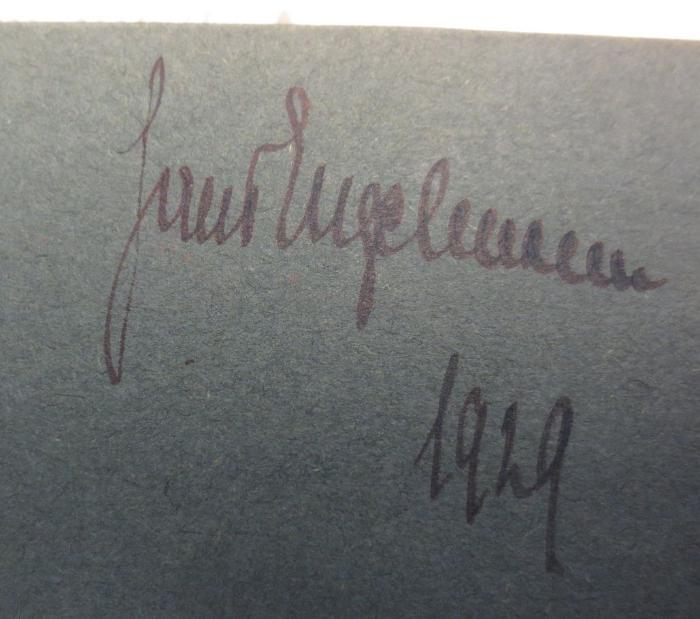 B, XII, 58 : Das Zwangsversteigerungsgesetz (1929);- (Engelmann, Hans), Von Hand: Autogramm, Name, Datum; 'Hans Engelmann 1929'. 