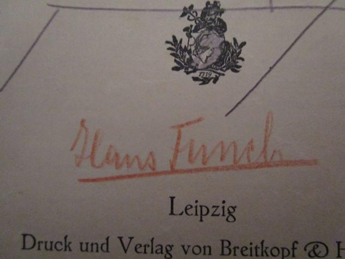  Lohengrin (o.J.);- (Funck, Hans), Von Hand: Autogramm, Name; 'Hans Funck'. 
