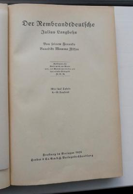 DD 7731 N726 : Der Rembrandtdeutsche. Julius Langbehn (1926)