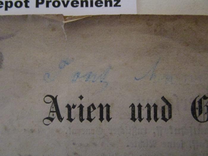  Arien und Gesänge aus Fatinitza : Komische Oper in drei Acten (1877);- (unbekannt), Von Hand: Notiz; 'F ond A[...]'. 