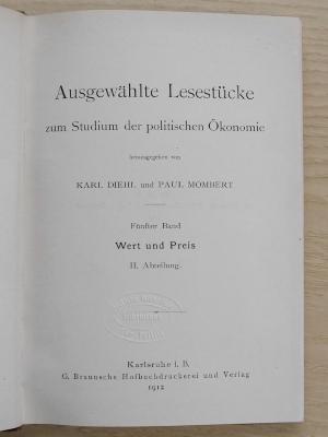 B 709-5 : Ausgewählte Lesestücke zum Studium der politischen Ökonomie. 5, Wert und Preis. 2. Abteilung  (1912)