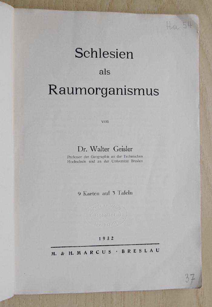Ba 476 : Schlesien als Raumorganismus (1932)