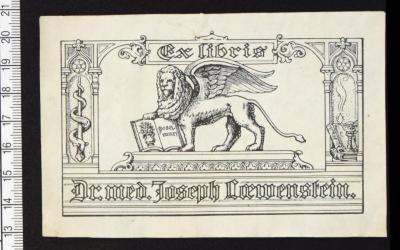 - (Loewenstein, Joseph), Etikett: Exlibris; 'Ex Libris Dr. med. Joseph Loewenstein'. 