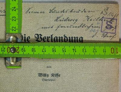 - ( Kisse, Willy Hermann;Keilheck, Ludwig), Von Hand: Widmung; 'Seinen Bundsbruder
Ludwig Keilhack
mit freundlichem Gruß
d. Verf.'. 
