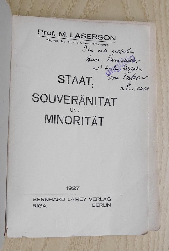 Bg 201 : Staat, Souveränität und Minorität (1927)